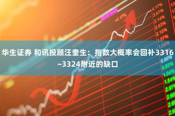 华生证券 和讯投顾汪奎生：指数大概率会回补3316~3324附近的缺口